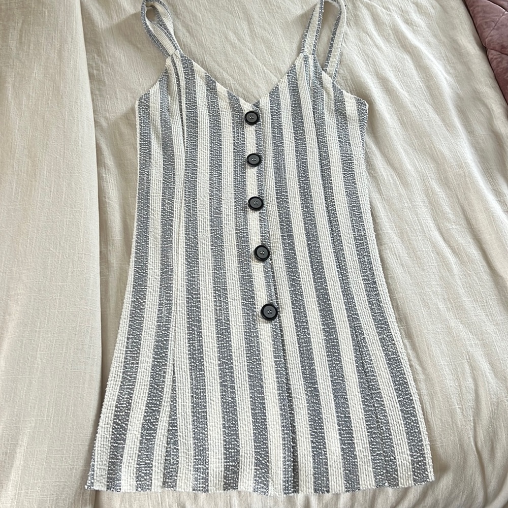 Zara blue and white striped dress with buttons